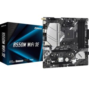 ASROCK B550M WiFi SE Micro ATX Motherboard ( Socket AMD AM4, Supports Ryzen 3000, 3000 G-Series, 4000 G-Series, 5000 and 5000 G-Series Desktop CPU, 4 x DDR4 RAM Slots, Max 128GB RAM )
