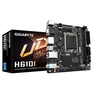 Gigabyte H610I (rev. 1.0) Mini-ITX Motherboard ( Intel LGA1700 Socket, Support 14th, 13th, 12th Gen Intel Core, Pentium Gold and Celeron Cpu ,2 x DDR5 RAM Slots, Max 64GB RAM )