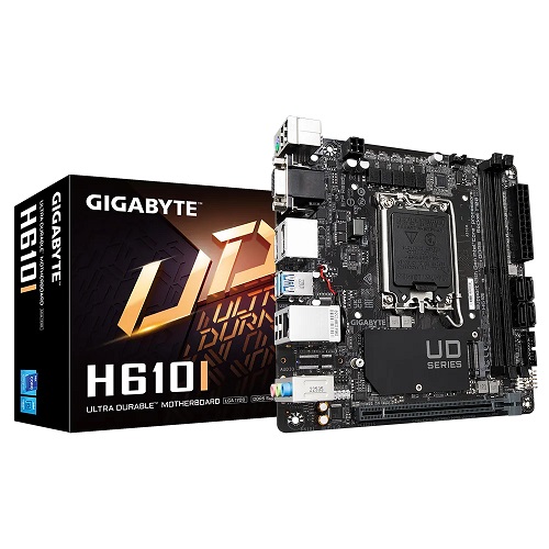 Gigabyte H610I (rev. 1.0) Mini-ITX Motherboard ( Intel LGA1700 Socket, Support 14th, 13th, 12th Gen Intel Core, Pentium Gold and Celeron Cpu ,2 x DDR5 RAM Slots, Max 64GB RAM )