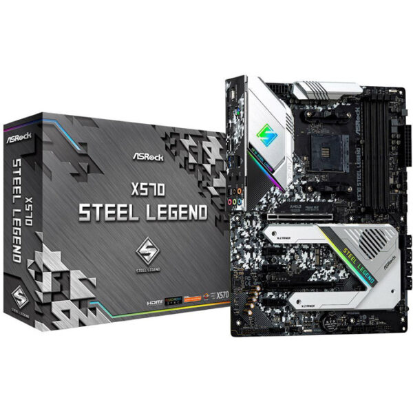 ASRock X570 Steel Legend ATX Motherboard ( AMD Socket AM4, For Ryzen Series CPU, 4 Ram Slots, Max 128 GB Memory )