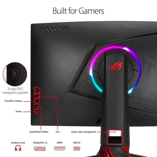 ASUS ROG Strix XG32VQ 32 Inch 125% sRGB Curved Gaming Monitor ( 1800R Curved, Adaptive Sync, 4ms Response Time, 144Hz Refresh Rate, Frameless, 2K WQHD VA Panel, HDMI, DisplayPort ) - Image 3