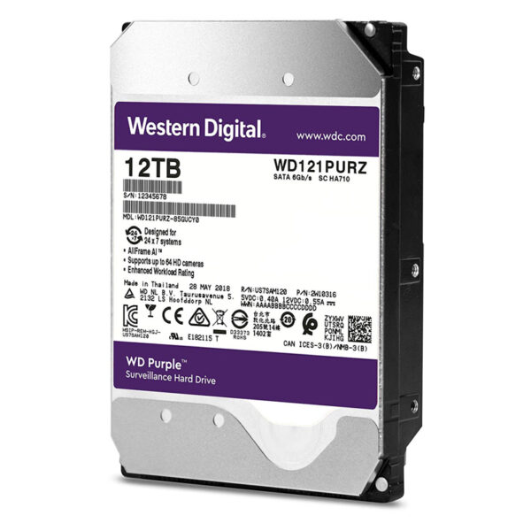 Western Digital Purple 12TB 7200 RPM Surveillance Desktop Internal Hard Disk Drive ( WD121PURZ )