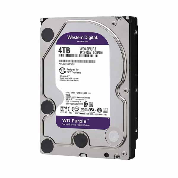 Western Digital Purple 4TB 5400 RPM Surveillance Desktop Internal Hard Disk Drive ( WD40PURZ ) - Image 2