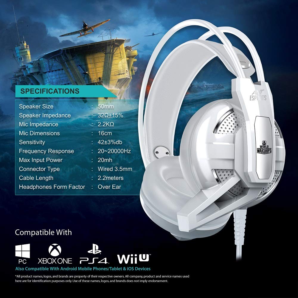Ant Esports H520W Wired Lightweight Comfort Superior Sound White Gaming Headset With 50mm Drivers ( AESP0058 ) - Image 7