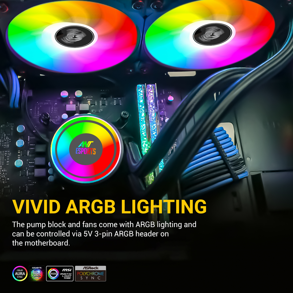 Ant Esports ICE-360 ARGB CPU Liquid Cooler- Black - Image 3