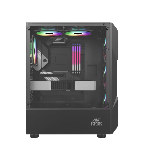 Ant Esports ICE-300 Mesh V2 ATX Mid Tower Tempered Glass Side Panel Black Gaming Cabinet With Pre-Installed Fans ( AESP0225 ) - Image 4