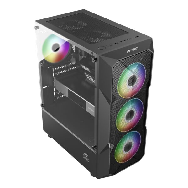 Ant Esports ICE-300 Mesh V2 ATX Mid Tower Tempered Glass Side Panel Black Gaming Cabinet With Pre-Installed Fans ( AESP0225 ) - Image 6