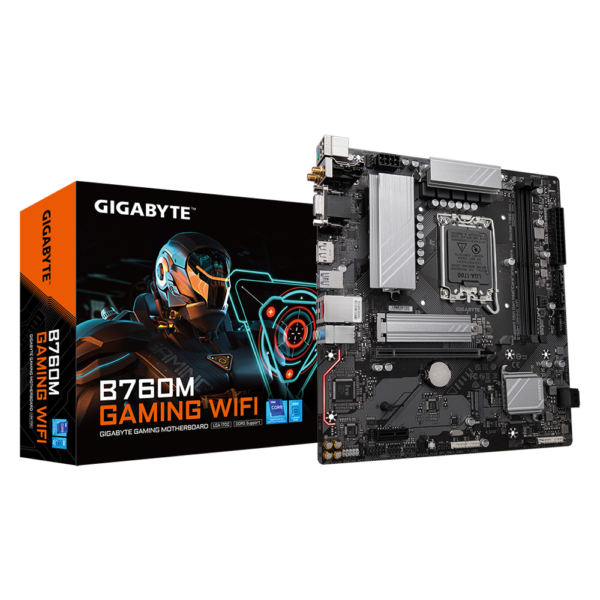 Gigabyte B760M GAMING WIFI rev. 1.2 Micro ATX Motherboard ( Socket Intel LGA1700, Support 14th, 13th, 12th Gen Intel Core, Pentium Gold And Celeron CPU, 2 x DDR5 RAM Slots, Max 96 GB )