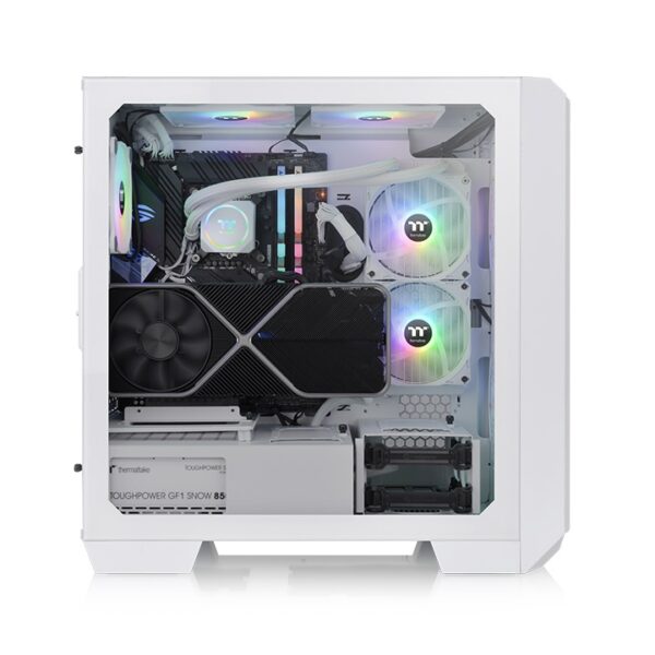 Thermaltake View 300 MX Snow Mid Tower E-ATX Tempered Glass Chassis With Pre-Installed 2 x 200mm ARGB PWM Fans At The Front And 1 x 120mm ARGB PWM Fan At The Rear ( CA-1P6-00M6WN-00 ) - Image 5