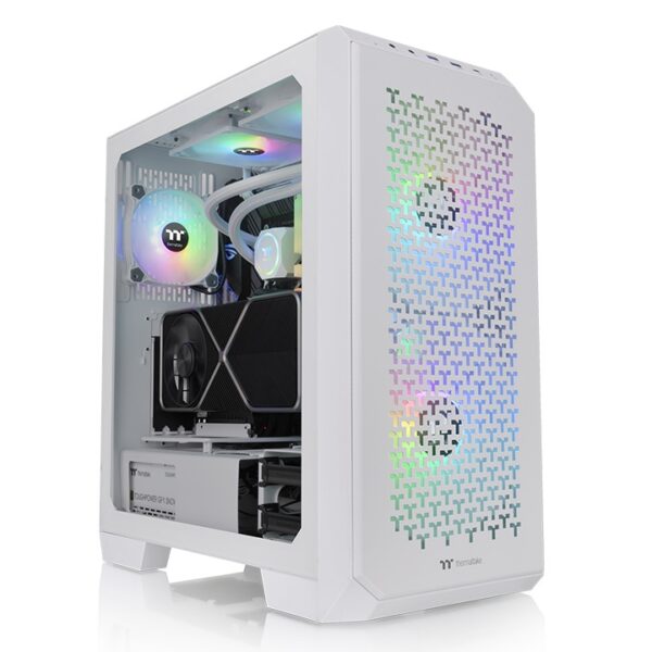 Thermaltake View 300 MX Snow Mid Tower E-ATX Tempered Glass Chassis With Pre-Installed 2 x 200mm ARGB PWM Fans At The Front And 1 x 120mm ARGB PWM Fan At The Rear ( CA-1P6-00M6WN-00 ) - Image 6