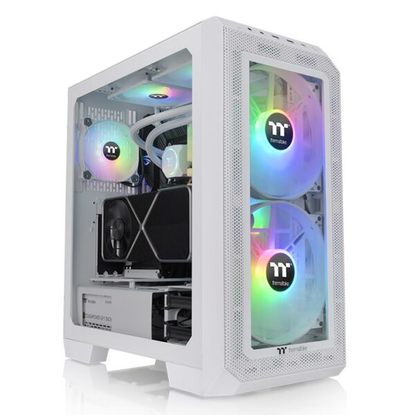 Thermaltake View 300 MX Snow Mid Tower E-ATX Tempered Glass Chassis With Pre-Installed 2 x 200mm ARGB PWM Fans At The Front And 1 x 120mm ARGB PWM Fan At The Rear ( CA-1P6-00M6WN-00 )
