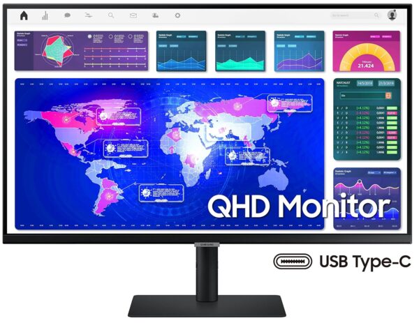 Samsung LS32A600UUW 32-inch Flat QHD VA Panel Type-C ,75Hz 5ms Response Time HDR10 AMD FreeSync Black Monitor ( LS32A600UUWXXL ) - Image 4