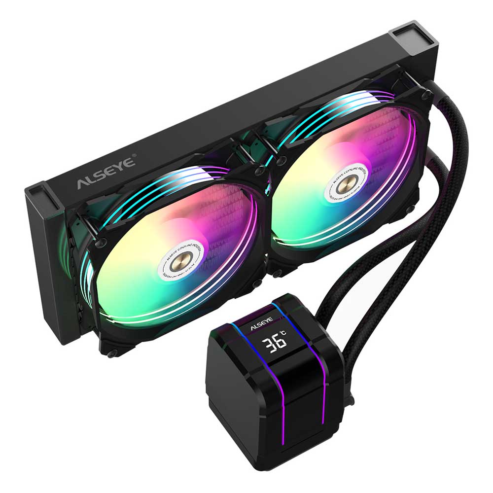 Alseye M240 PLUS Black ARGB CPU Liquid Cooler With 2 x 120mm ARGB PWM Fans - Image 3