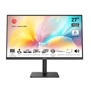 MSI Modern MD272QXP 27 Inch Flat IPS WQHD 100Hz 1ms (MPRT) Anti-glare Black Business Monitor With 2x 3W Speaker
