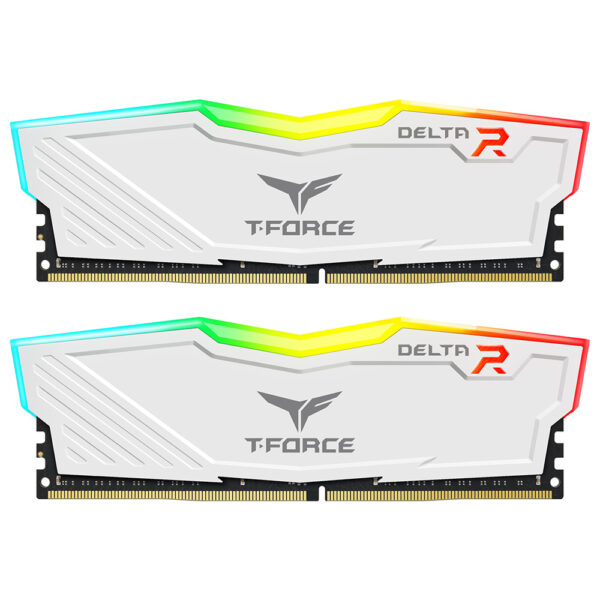 TeamGroup T-Force Delta RGB 32GB 3600MHz CL18 ( 16GB X 2 Kit ) DDR4 Desktop RAM With RGB Heatsink, White ( TF4D432G3600HC18JDC01 )