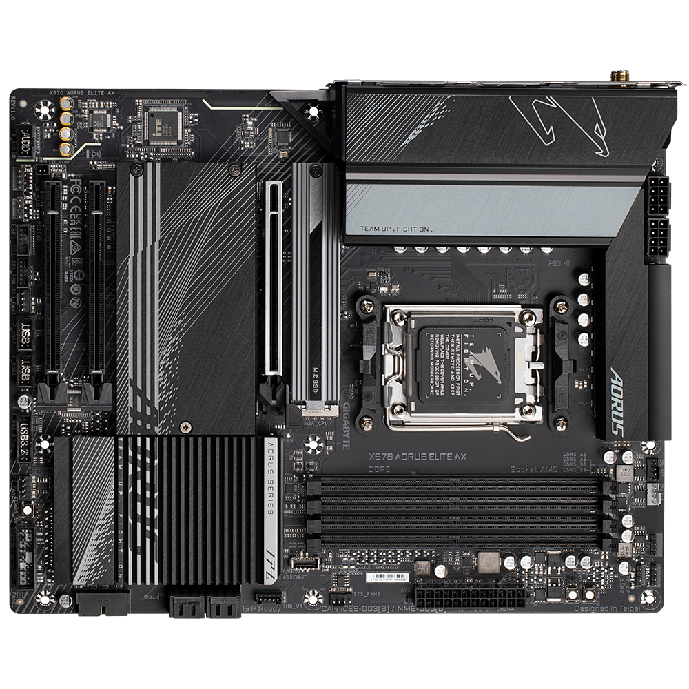 GIGABYTE X670 AORUS ELITE AX ATX Motherboard With Wifi ( AMD AM5 Socket, Supports AMD Ryzen 7000 Series Desktop Processors, 4 DDR5 RAM Slots, Max 128 GB Memory ) - Image 2