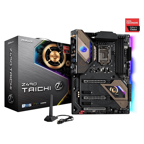 ASRock Z490 TAICHI ATX Motherboard With Intel Wi-Fi 6 802.11ax ( Intel Socket LGA1200, Support for 10th Generation Intel Core Series CPU, 4 RAM Slots, Max 128GB RAM Support )