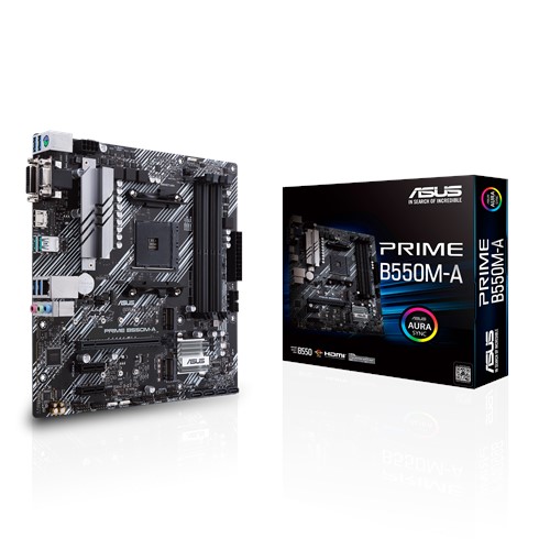 ASUS PRIME B550M-A Micro ATX Motherboard ( AMD AM4 Socket, Supports Ryzen 3rd Gen CPU, 4 RAM Slots, Max 128GB RAM Support )