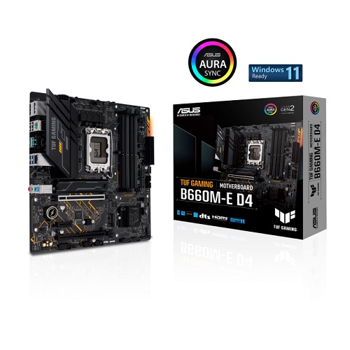 ASUS TUF GAMING B660M-E D4 Micro ATX Motherboard ( Intel LGA1700 Socket, Supports Intel 12th Gen Core Series CPU, 4 DDR4 RAM Slots, Max 128GB RAM )