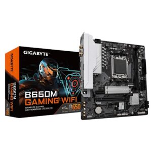 Gigabyte B650M GAMING WIFI rev. 1.0 Micro ATX Motherboard ( AMD Socket AM5, Supports AMD Ryzen 7000 Series CPU, 2 x DDR5 DIMM RAM Slots, Max 96 GB )
