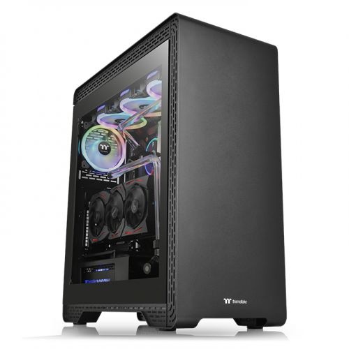 Thermaltake S500 Tempered Glass ATX Mid Tower Chassis With Two Pre Installed Fans, Black ( CA-1O3-00M1WN-00 )