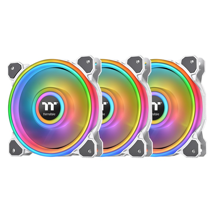 Thermaltake Riing Quad 12 RGB 120mm Chassis Fan TT Premium Edition, 3 Fan Pack With Controller, White ( CL-F100-PL12SW-A )