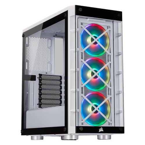 Corsair iCUE 465X RGB ATX Mid Tower Gaming Cabinet With Tempered Glass Side Panel, 3 X SP120 RGB Fans, White ( CC-9011189-ABA )