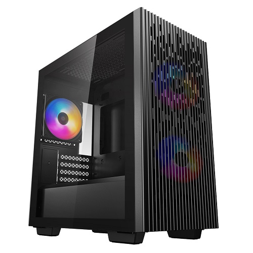 Deepcool Matrexx 40 3FS M-ATX Gaming Cabinet With Tempered Glass Side Panel and 3 Tri Color LED Fans, Black