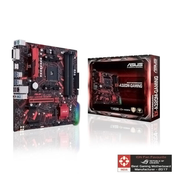 Asus EX-A320M-GAMING mATX Motherboard ( AMD Socket AM4, For Ryzen and Athlon Series CPU, 4 RAM Slots, Max 64 GB Memory )