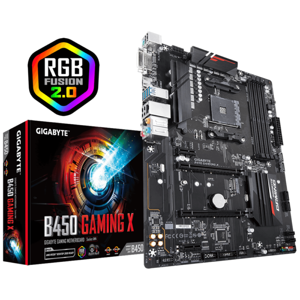 Gigabyte B450 Gaming X ATX Motherboard ( AMD AM4 Socket, For Ryzen Series CPU, 4 RAM Slots, Max 64GB 3600 MHz Memory Support )
