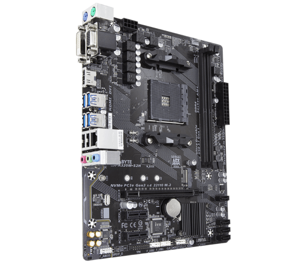 Gigabyte GA-A320M-S2H Micro ATX Motherboard ( AMD AM4 Socket, For Ryzen and Athlon Series CPU, 2 RAM Slots, Max 32GB RAM Support ) - Image 2