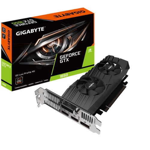 Gigabyte GeForce GTX 1650 D6 OC Low Profile 4GB GDDR6 128 Bit Gaming Graphics Card With Dual Fans ( GV-N1656OC-4GL )