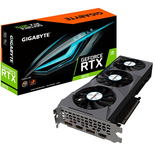Gigabyte GeForce RTX 3070 EAGLE Rev 2.0 LHR 8GB GDDR6 256 Bit RGB Gaming Graphics Card With Triple Fans ( GV-N3070EAGLE-8GD )