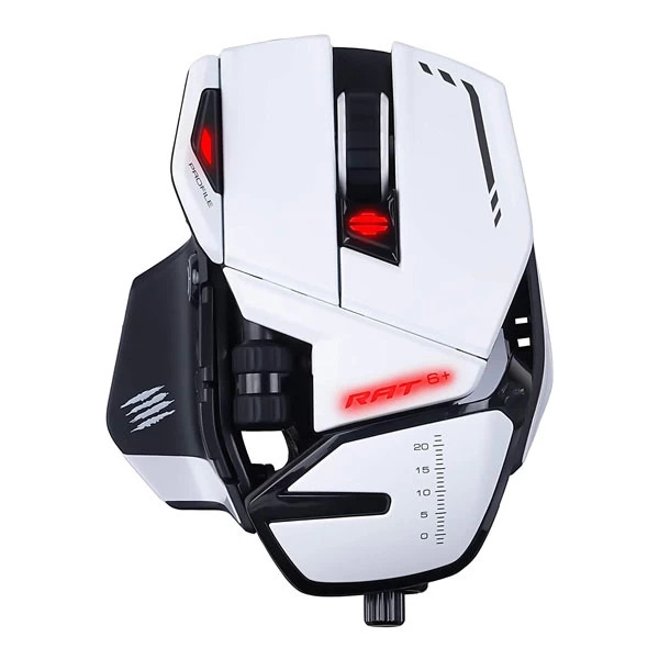 Mad Catz R.A.T. 6+ Wired Optical Gaming Mouse (12000 DPI, RGB Lighting, Optical PMW3360 Sensor, 1000Hz Polling Rate, White)
