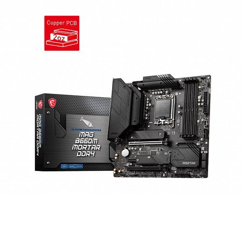 MSI MAG B660M MORTAR DDR4 Micro ATX Motherboard ( Intel LGA1700 Socket, Supports Intel 12th Gen Core Series CPU, 4 DDR4 RAM Slots, Max 128GB RAM )