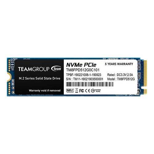TeamGroup MP33 Pro 512GB M.2 NVMe PCIe Gen3 SSD, Read Speed Up To 2100 MBps ( TM8FPD512G0C101 )
