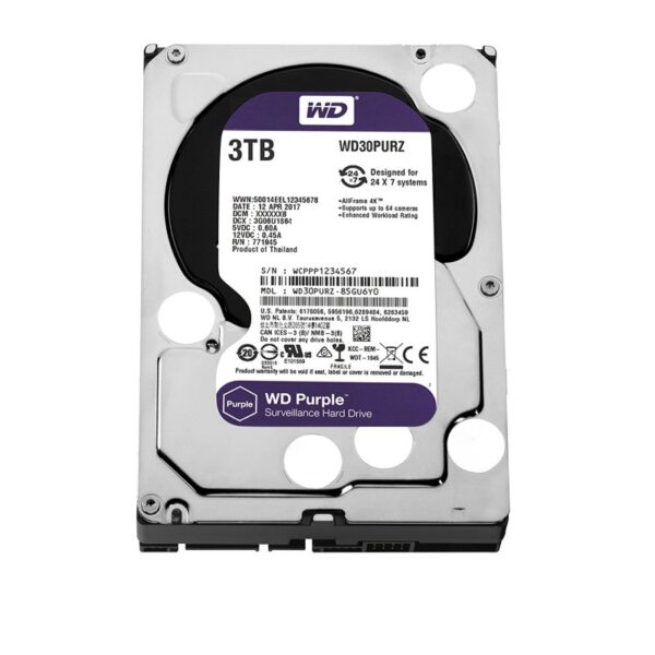 Western Digital Purple 3TB 5400 RPM Surveillance Desktop Internal Hard Disk Drive ( WD30PURZ ) - Image 2