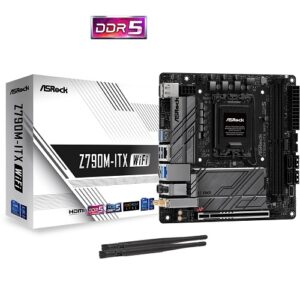 Asrock Z790M-ITX WiFi Mini-ITX Motherboard ( Intel Socket LGA1700, Supports 13th Gen & 12th Gen Intel Core Processors, 2 x DDR5 RAM Slots, Max 96GB RAM )