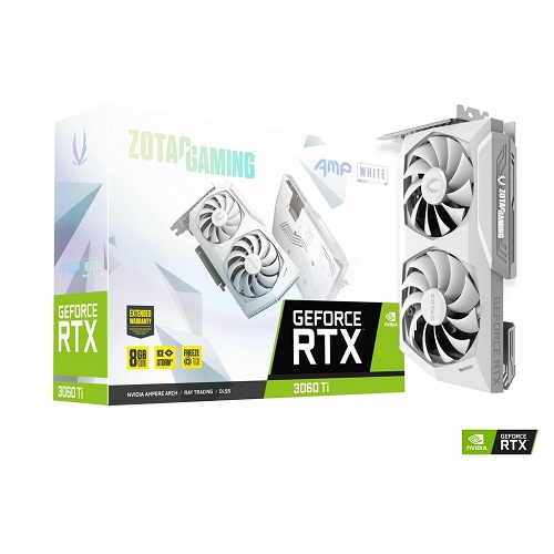 ZOTAC GAMING GeForce RTX 3060 Ti AMP White Edition LHR 8GB GDDR6 256 Bit Graphics Card With Dual Fans ( ZT-A30610F-10PLHR )