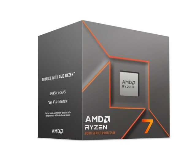 AMD Ryzen 7 8700F 8000 Series AMD Ryzen AI Desktop Processor 100-100001590BOX ( AM5 Socket, 8 CPU Cores, 16 Threads, Up to 5 GHz Max. Boost Clock, 24MB Cache )