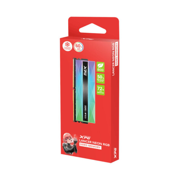 Adata XPG Lancer Neon RGB 16GB (16GBX1) DDR5 6000MHz CL30 Desktop RAM ( AX5U6000C3016G-CLANRSG ) - Image 2