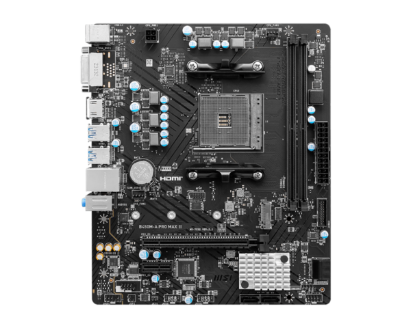 MSI B450M-A PRO MAX II mATX Motherboard ( AMD AM4 Socket, Supports AMD Ryzen 5000, 5000 G, 4000 G, 3000 , 3000 G, 2000 , 2000 G Series and 1000 Series Desktop CPU And Athlon with Radeon Vega Graphics Desktop CPU, 2x DDR4 RAM Slots, Max  64GB RAM ) - Image 2