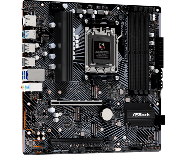 ASRock Phantom Gaming B650M PG Lightning Micro ATX Motherboard ( AMD Socket AM5 , Supports Ryzen 9000, 8000 and 7000 Series CPU, 4 x DDR5 Ram Slots Max 256GB RAM Support ) - Image 2
