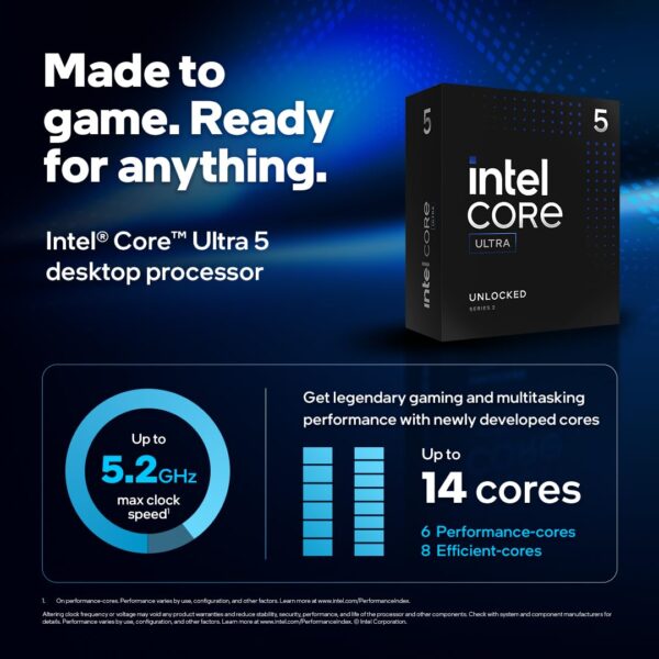 Intel Core Ultra 5 245K (Series 2) Desktop Processor BX80768245K ( Intel Socket FCLGA1851, Total Cores 14, Total Threads 14, 24 MB Intel Smart Cache, Max Turbo Frequency 5.2 GHz ) - Image 5