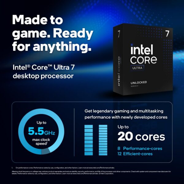 Intel Core Ultra 7 265KF (Series 2) Desktop Processor BX80768265KF ( Intel Socket FCLGA1851, Total Cores 20, Total Threads 20, 30 MB Intel Smart Cache, Max Turbo Frequency 5.5 GHz ) - Image 4