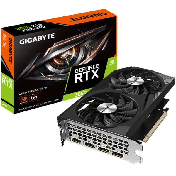 Gigabyte GeForce RTX 3050 WINDFORCE OC V2 8G 8 GB GDDR6 128 bit Gaming Graphics Card With Dual Fans ( GV-N3050WF2OCV2-8GD ) - Image 2