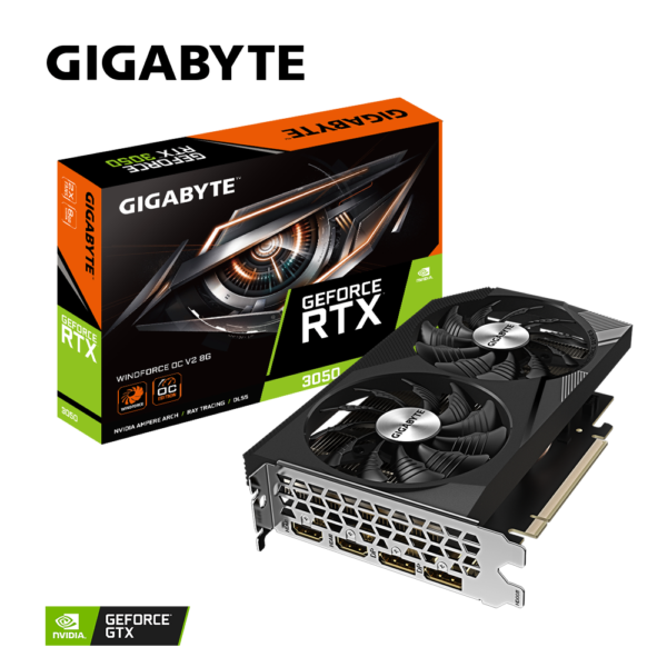 Gigabyte GeForce RTX 3050 WINDFORCE OC V2 8G 8 GB GDDR6 128 bit Gaming Graphics Card With Dual Fans ( GV-N3050WF2OCV2-8GD )