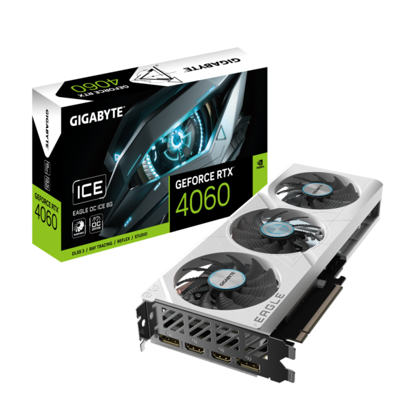 Gigabyte GeForce RTX 4060 EAGLE OC ICE 8G 8 GB GDDR6 128 bit Gaming Graphics Card With Triple Fans ( GV-N4060EAGLEOC ICE-8GD ) - Image 2