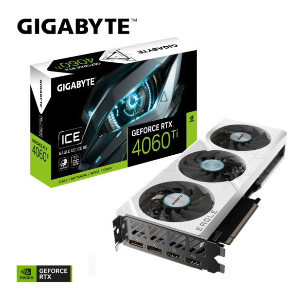 Gigabyte GeForce RTX 4060 Ti EAGLE OC ICE 8G 8GB GDDR6 128 bit Gaming Graphics Card With Triple Fans ( GV-N406TEAGLEOC ICE-8GD )