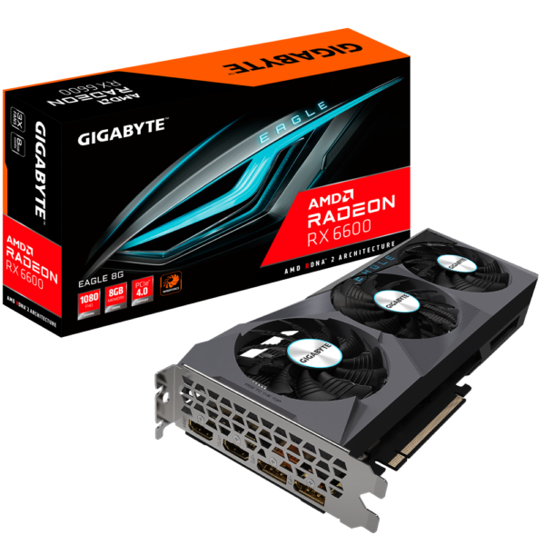 Gigabyte Radeon RX 6600 EAGLE 8G 8 GB GDDR6 128 bit Gaming Graphics Card With Triple Fans ( GV-R66EAGLE-8GD ) - Image 2